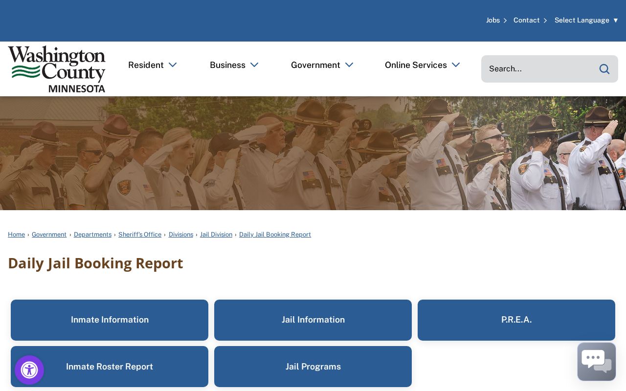 Washington County recent booking record report page