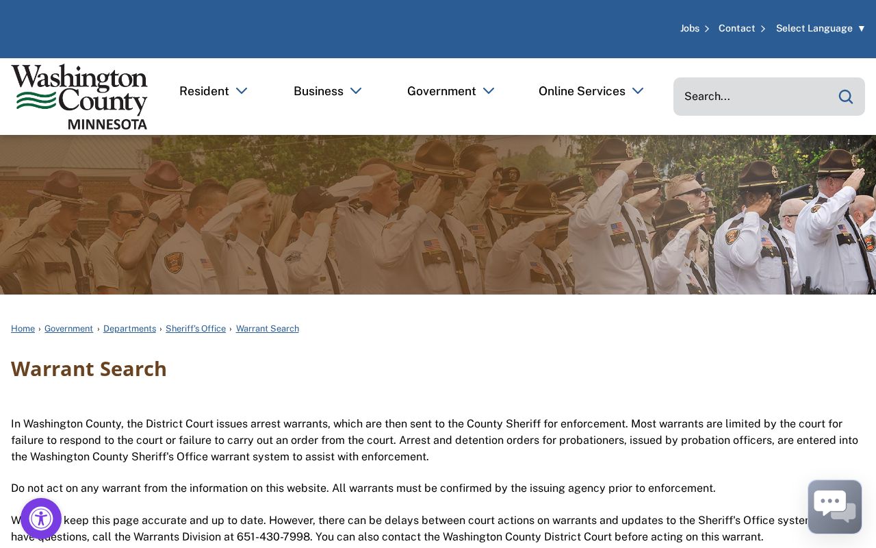 Washington County official warrant search record explanation